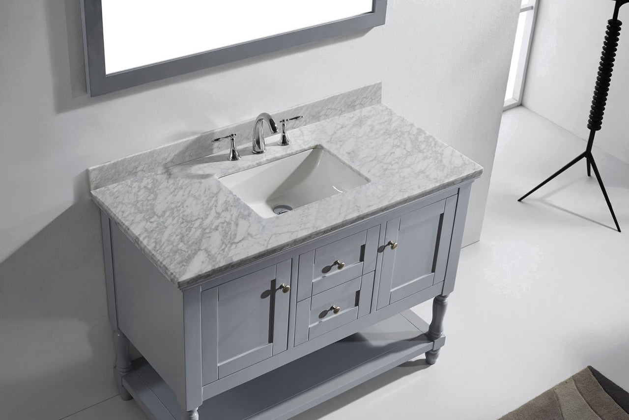 Virtu USA Julianna 48" Single Square Sink Grey Top Vanity in Grey with Mirror Vanity Virtu USA 