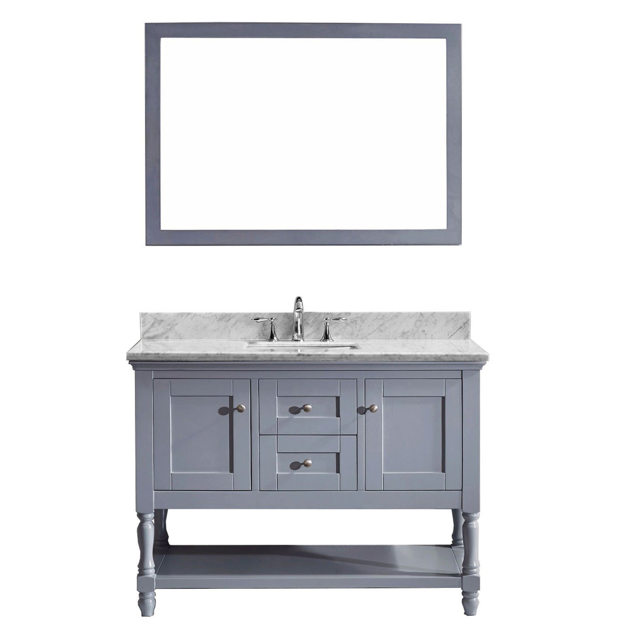 Virtu USA Julianna 48" Single Square Sink Grey Top Vanity in Grey with Mirror Vanity Virtu USA 