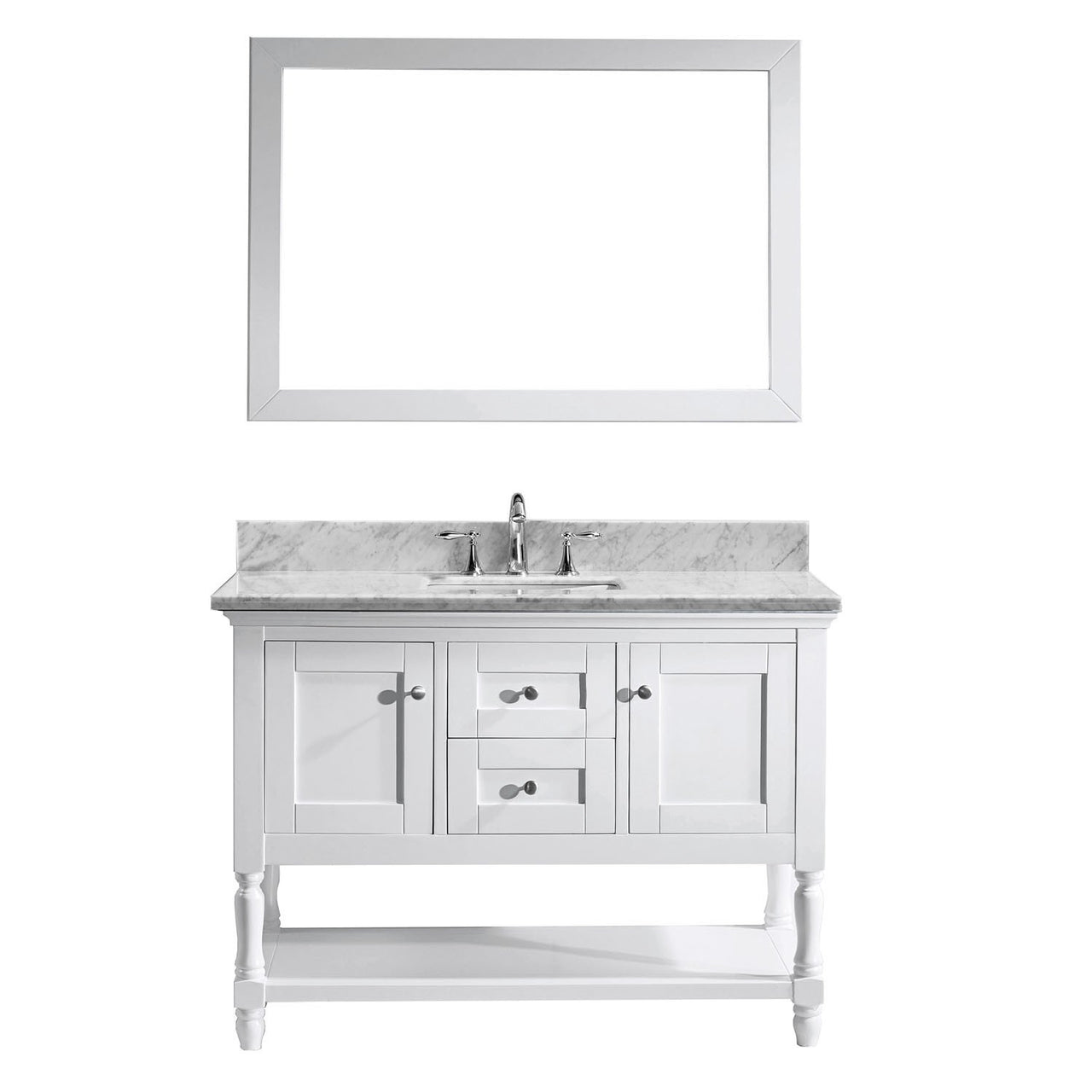 Virtu USA Julianna 48" Single Square Sink White Top Vanity in White with Mirror Vanity Virtu USA 