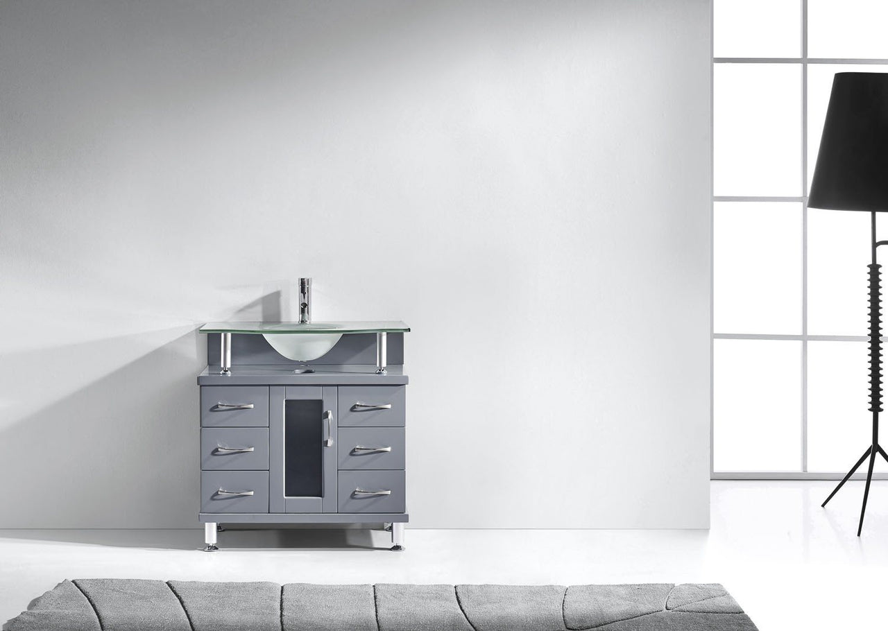 Virtu USA Vincente 32" Single Round Sink Grey Top Vanity in Grey Vanity Virtu USA 