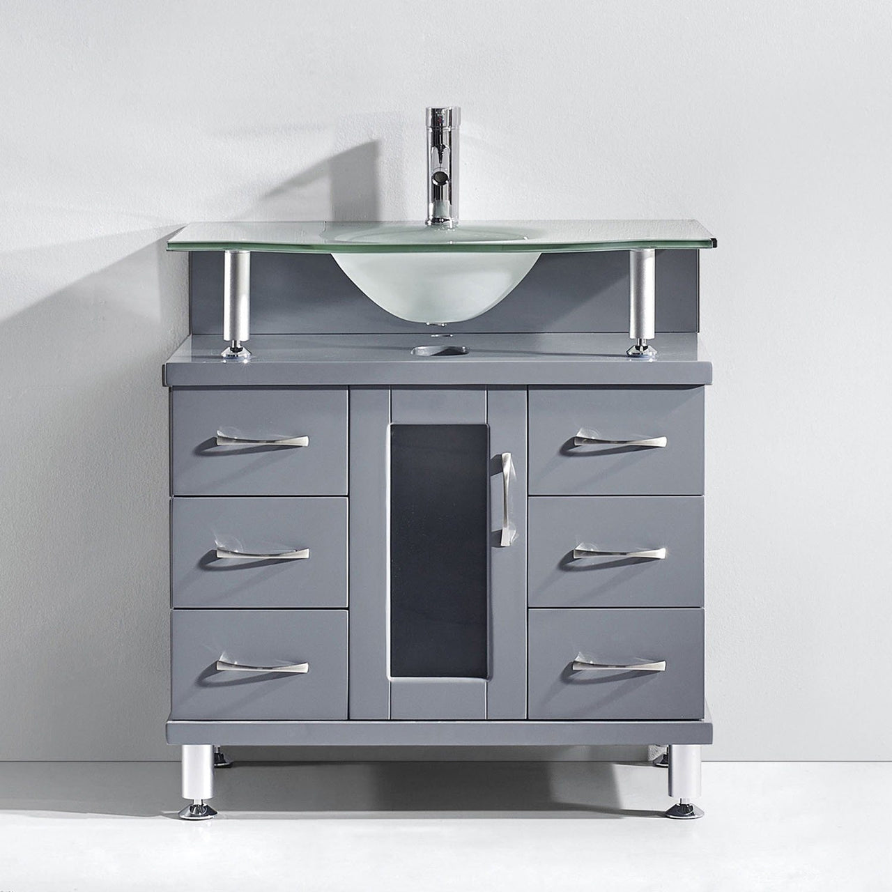 Virtu USA Vincente 32" Single Round Sink Grey Top Vanity in Grey Vanity Virtu USA 