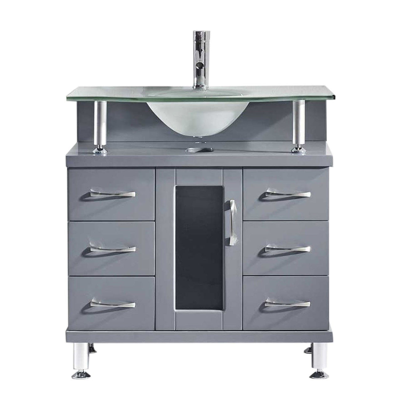 Virtu USA Vincente 32" Single Round Sink Grey Top Vanity in Grey Vanity Virtu USA 