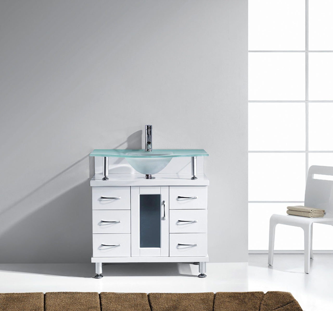 Virtu USA Vincente 32" Single Round Sink White Top Vanity in White Vanity Virtu USA 