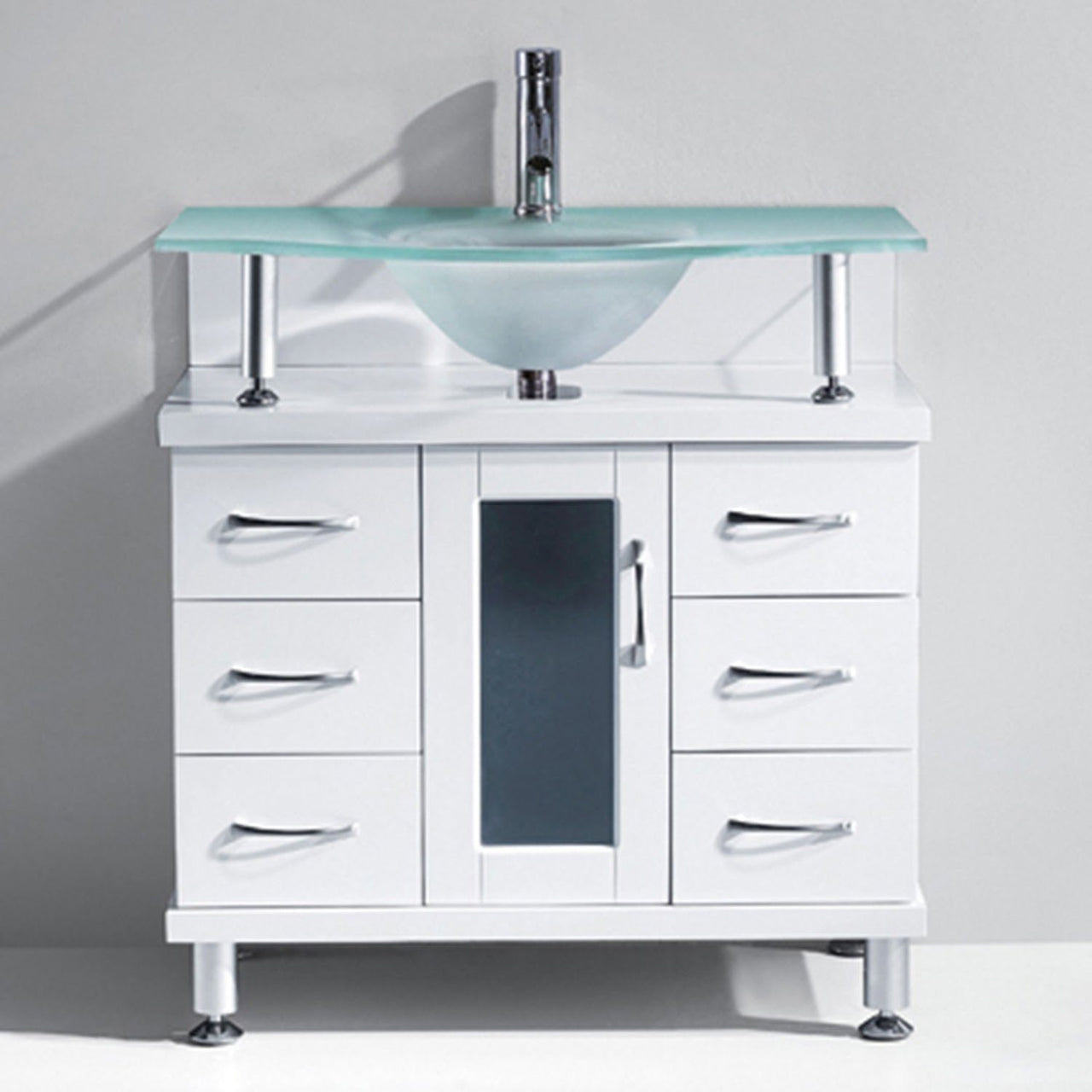 Virtu USA Vincente 32" Single Round Sink White Top Vanity in White Vanity Virtu USA 