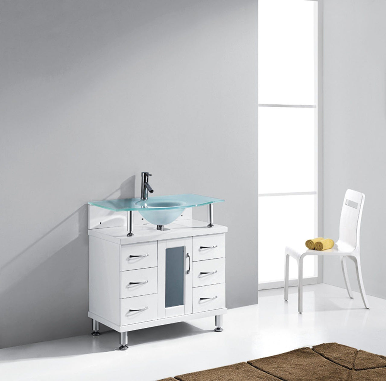 Virtu USA Vincente 32" Single Round Sink White Top Vanity in White Vanity Virtu USA 