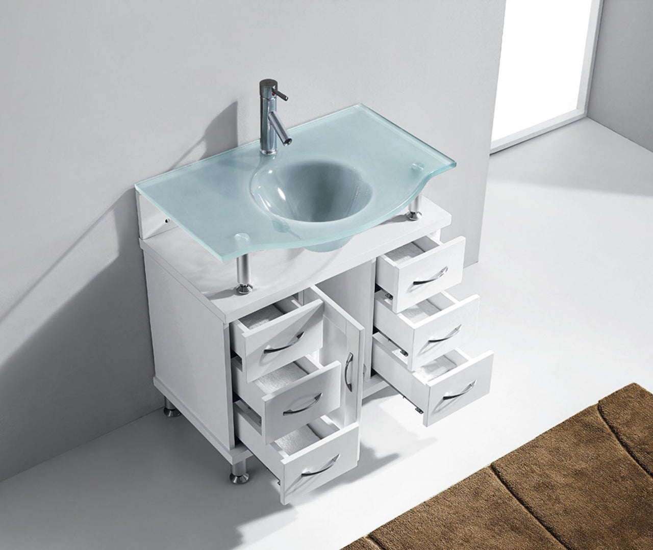 Virtu USA Vincente 32" Single Round Sink White Top Vanity in White Vanity Virtu USA 