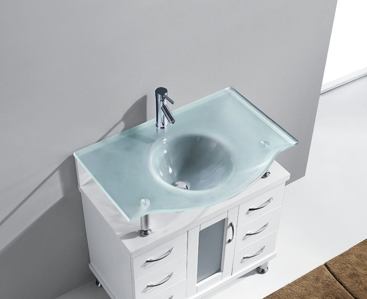 Virtu USA Vincente 32" Single Round Sink White Top Vanity in White Vanity Virtu USA 