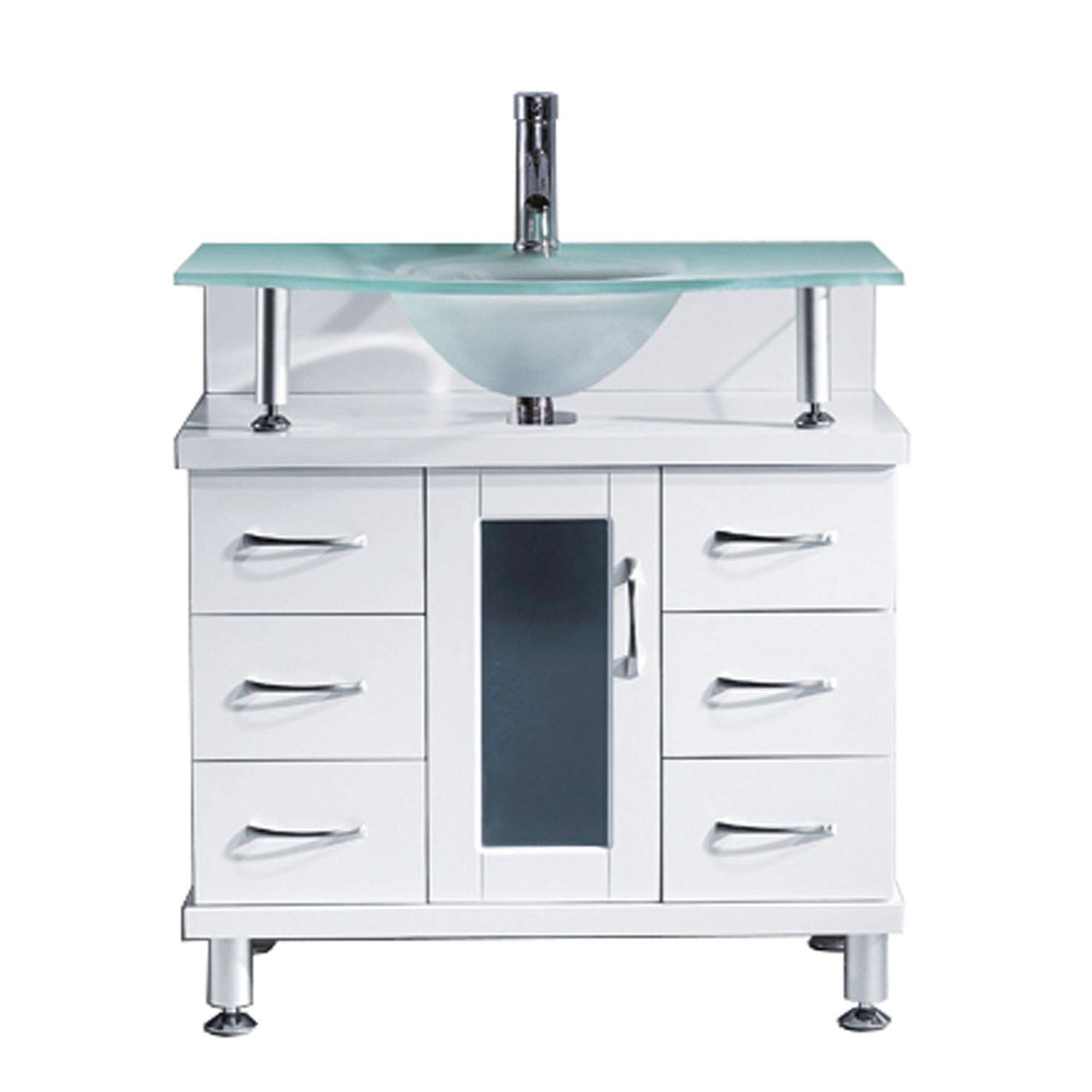 Virtu USA Vincente 32" Single Round Sink White Top Vanity in White Vanity Virtu USA 