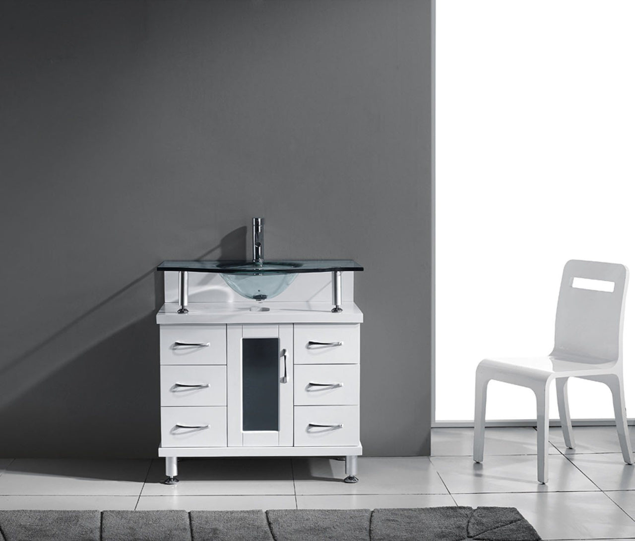 Virtu USA Vincente 32" Single Round Sink White Top Vanity in White Vanity Virtu USA 