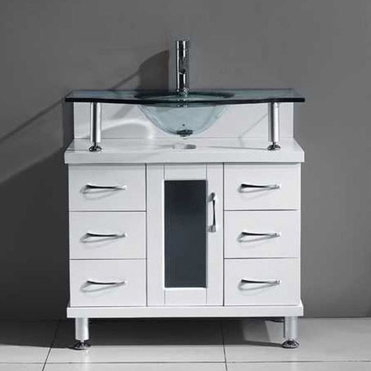 Virtu USA Vincente 32" Single Round Sink White Top Vanity in White Vanity Virtu USA 