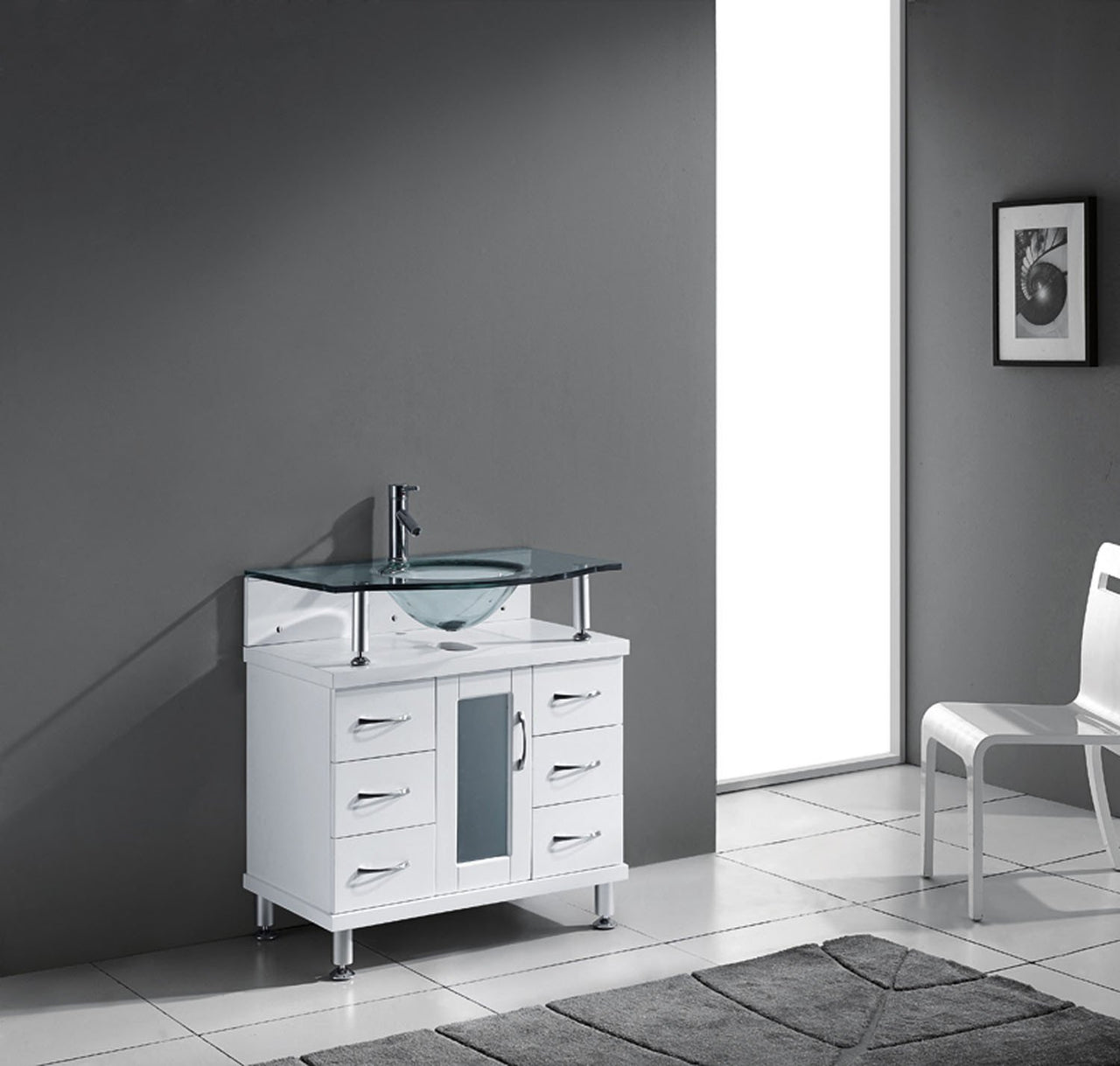 Virtu USA Vincente 32" Single Round Sink White Top Vanity in White Vanity Virtu USA 