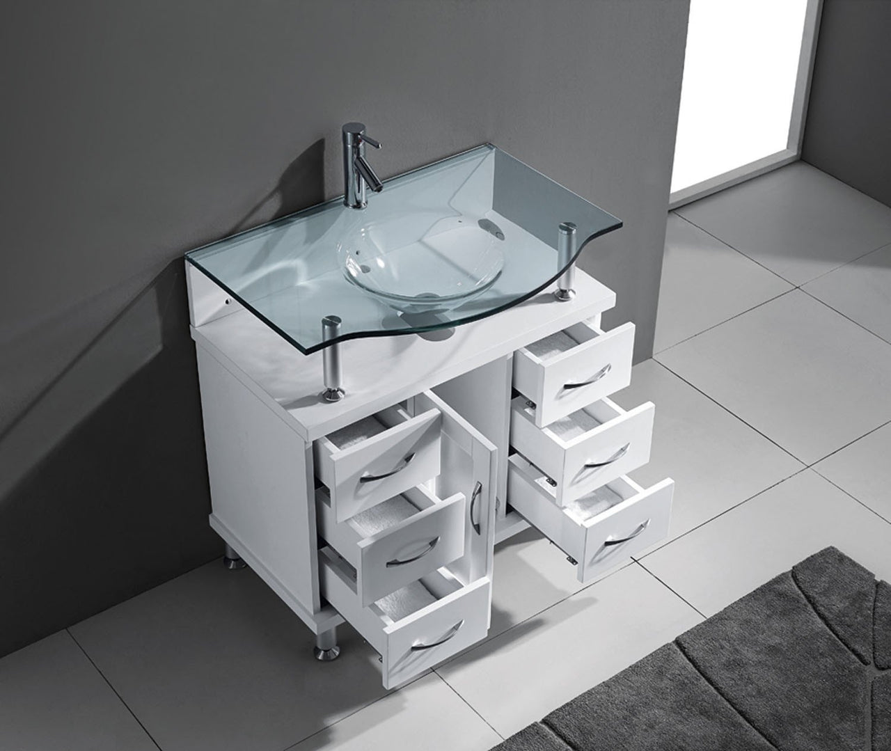 Virtu USA Vincente 32" Single Round Sink White Top Vanity in White Vanity Virtu USA 