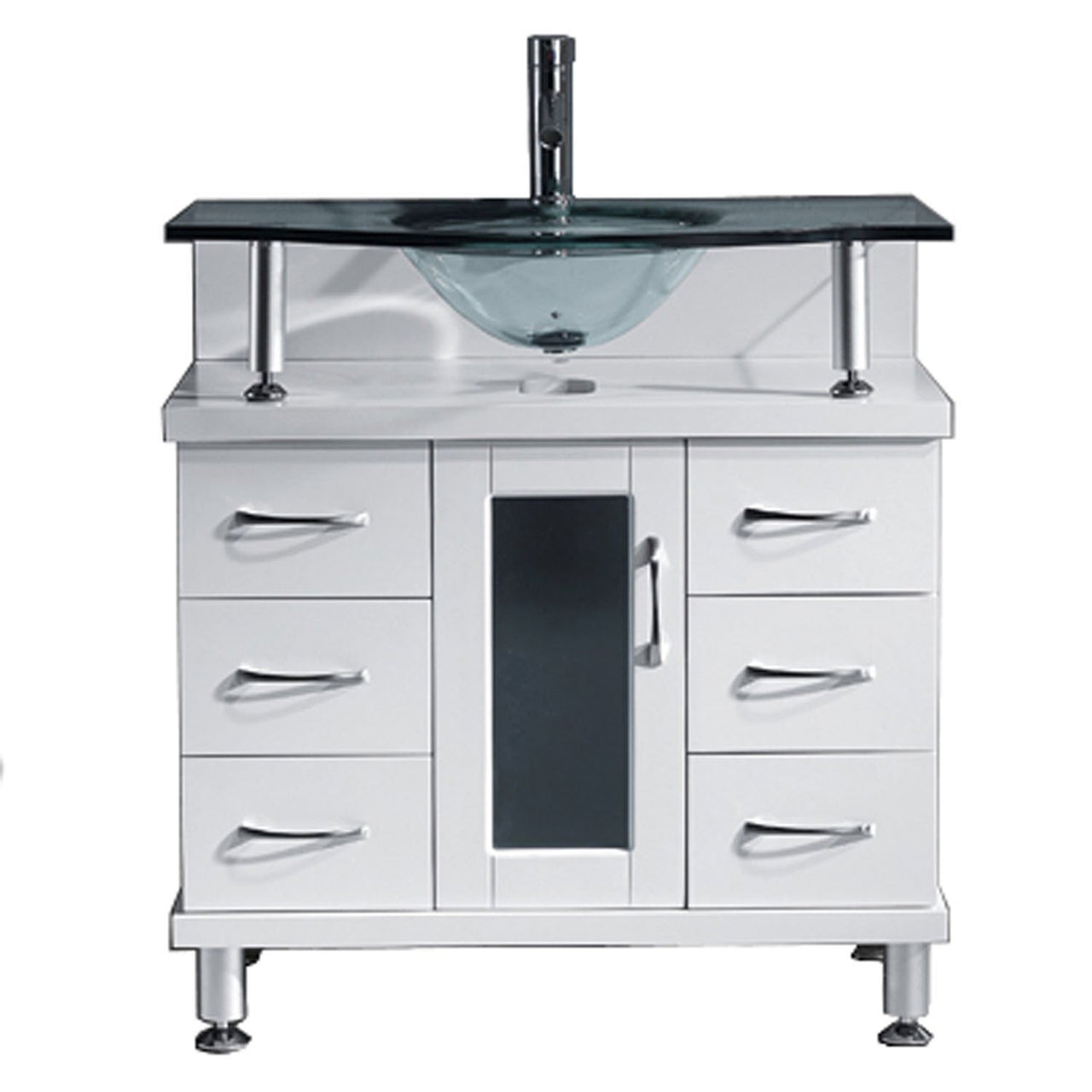 Virtu USA Vincente 32" Single Round Sink White Top Vanity in White Vanity Virtu USA 