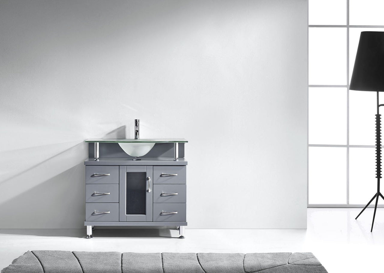 Virtu USA Vincente 36" Single Round Sink Grey Top Vanity in Grey Vanity Virtu USA 