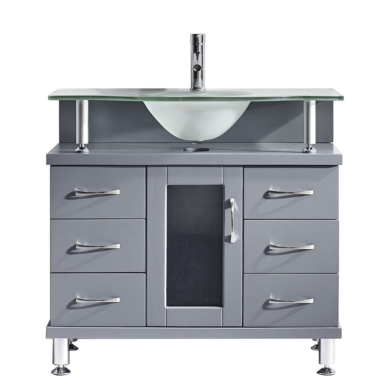 Virtu USA Vincente 36" Single Round Sink Grey Top Vanity in Grey Vanity Virtu USA 