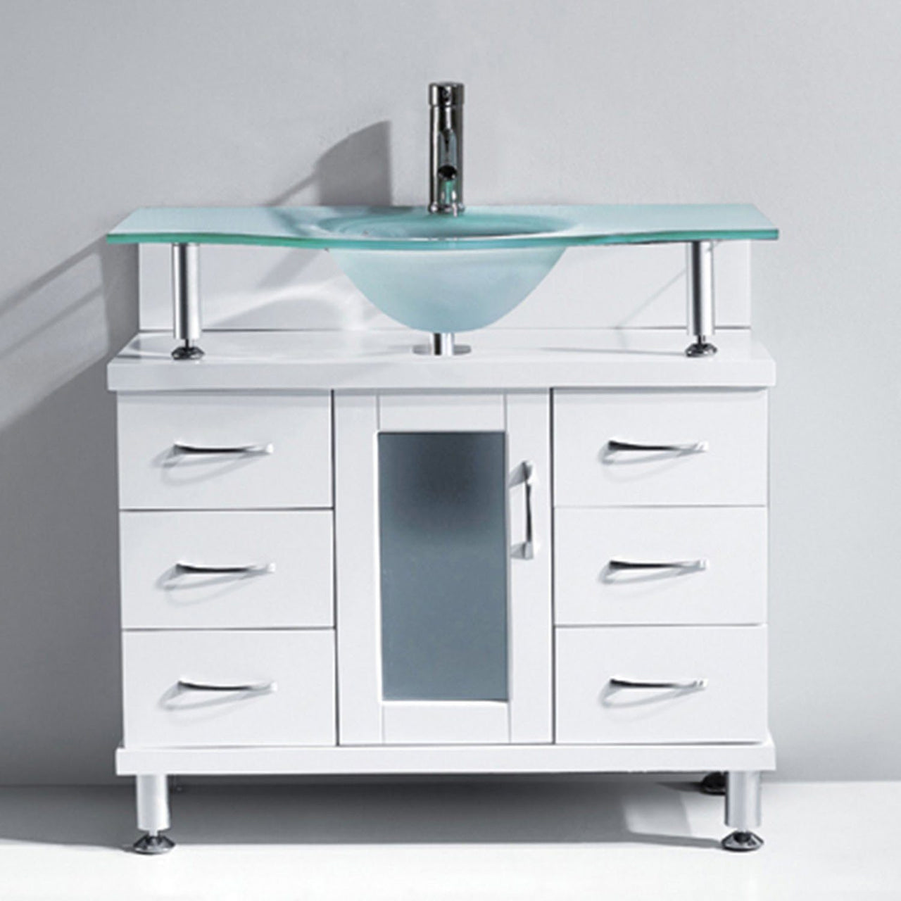 Virtu USA Vincente 36" Single Round Sink White Top Vanity in White Vanity Virtu USA 