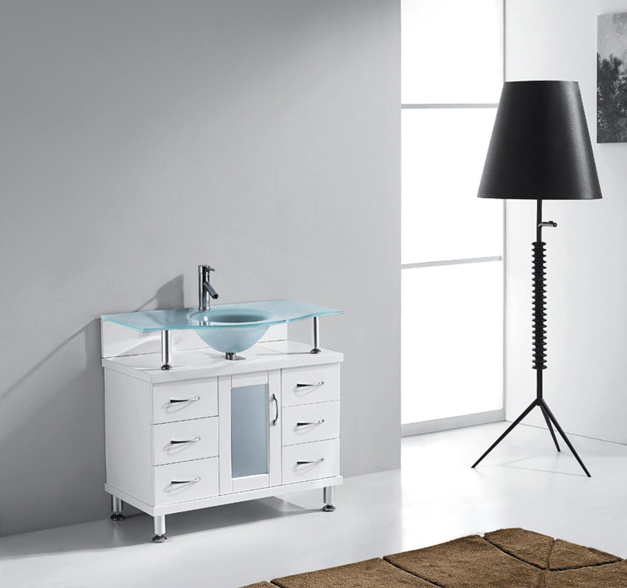 Virtu USA Vincente 36" Single Round Sink White Top Vanity in White Vanity Virtu USA 