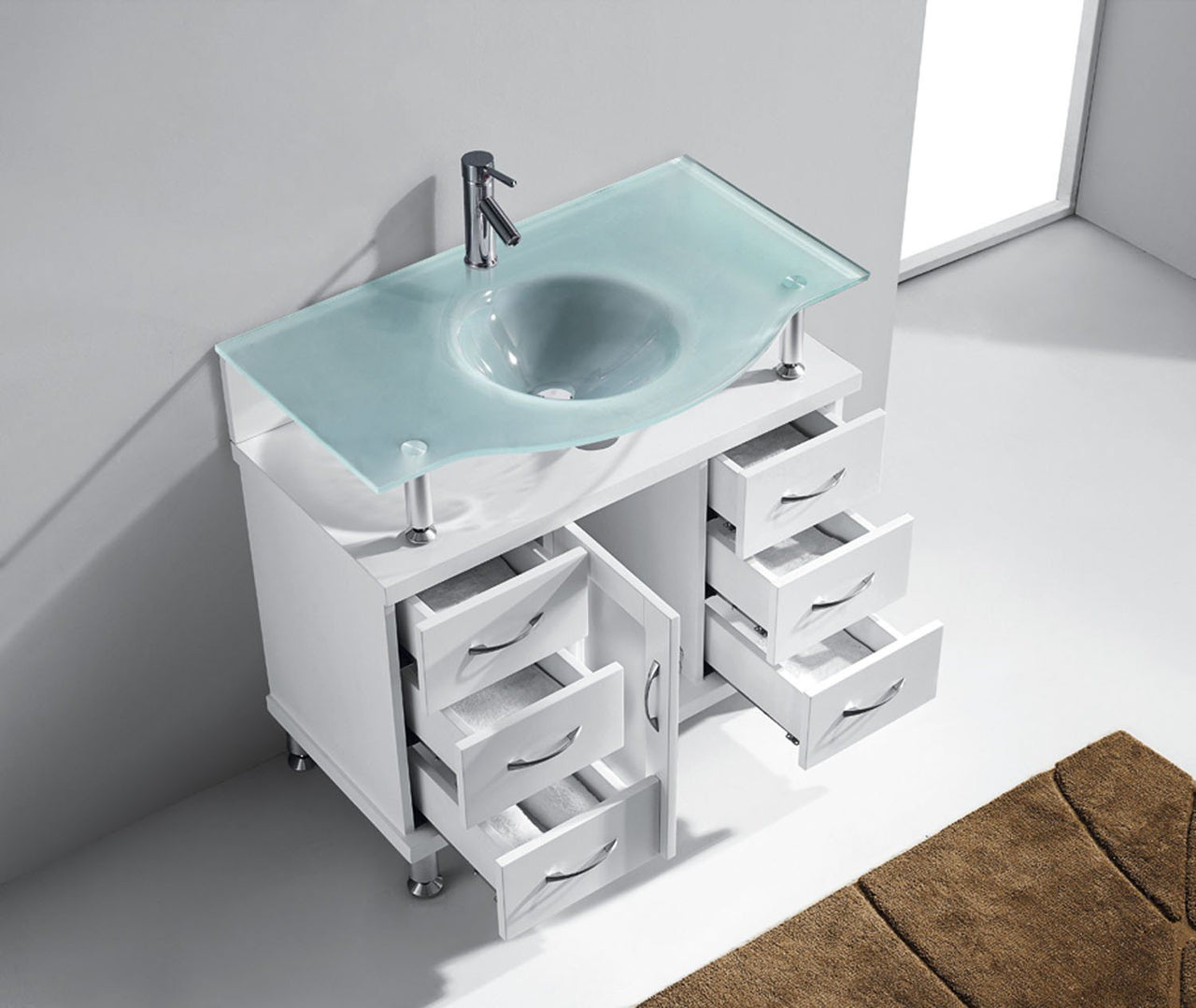Virtu USA Vincente 36" Single Round Sink White Top Vanity in White Vanity Virtu USA 
