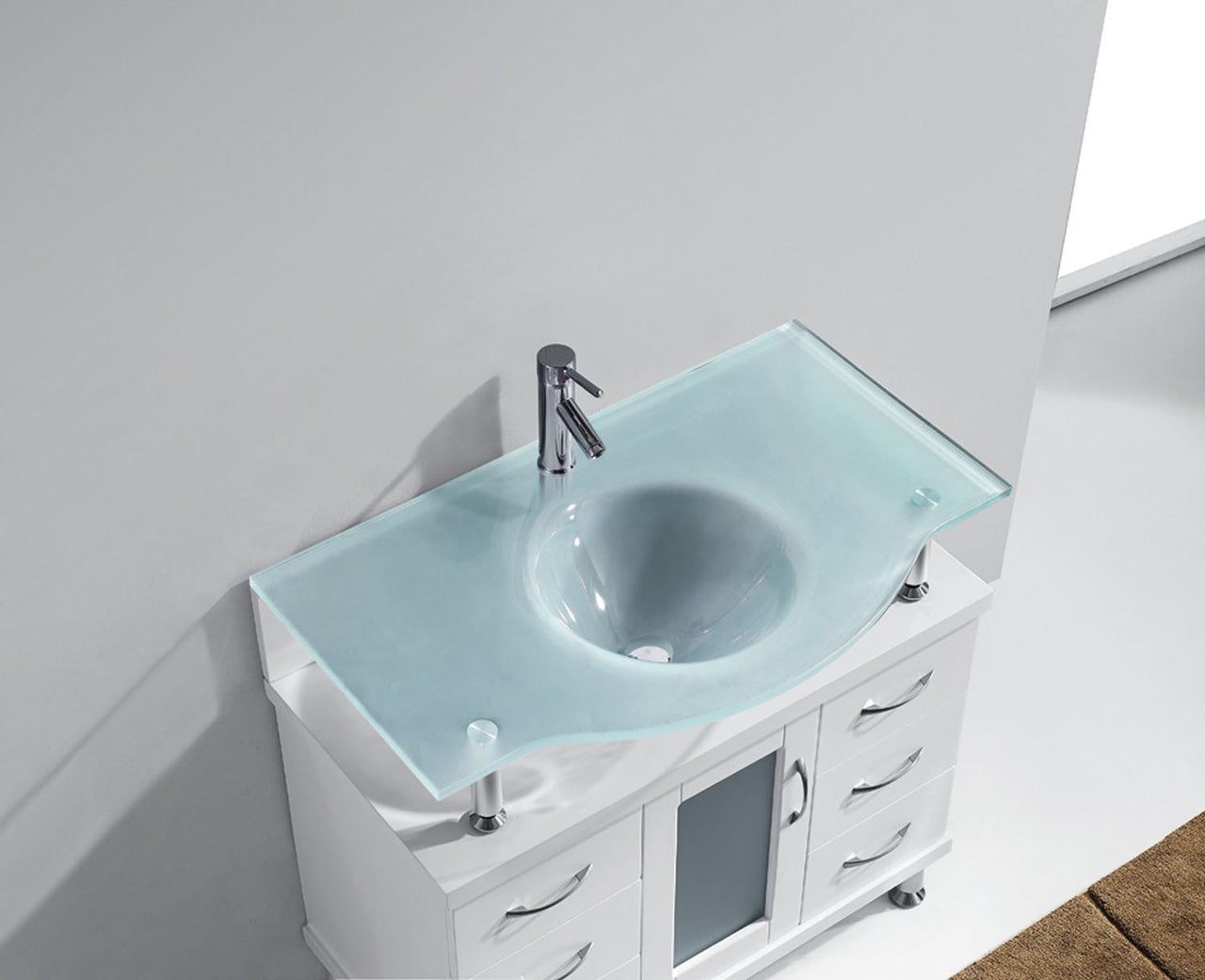 Virtu USA Vincente 36" Single Round Sink White Top Vanity in White Vanity Virtu USA 