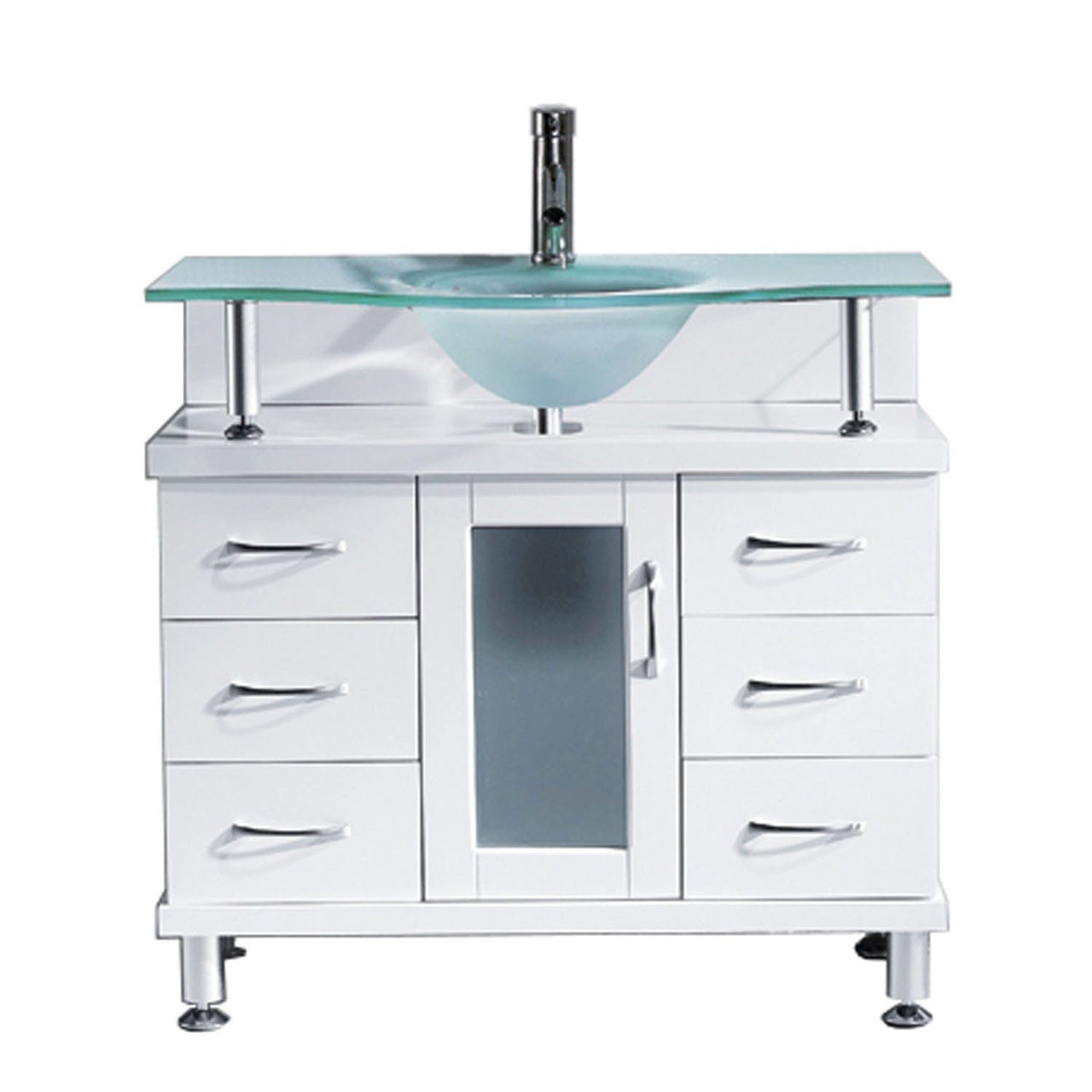 Virtu USA Vincente 36" Single Round Sink White Top Vanity in White Vanity Virtu USA 