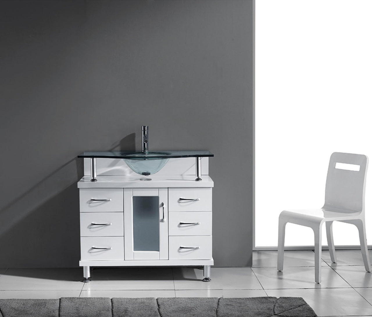 Virtu USA Vincente 36" Single Round Sink White Top Vanity in White Vanity Virtu USA 