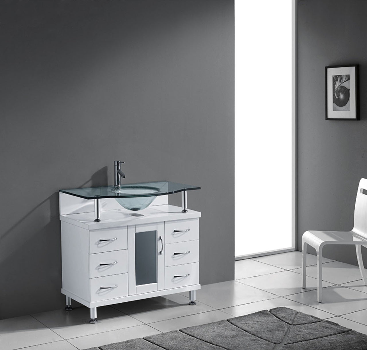 Virtu USA Vincente 36" Single Round Sink White Top Vanity in White Vanity Virtu USA 