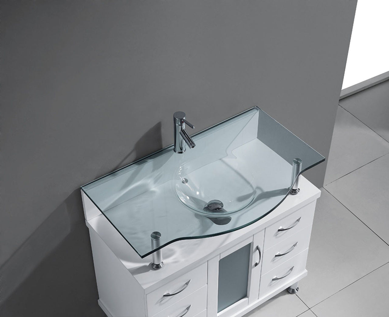 Virtu USA Vincente 36" Single Round Sink White Top Vanity in White Vanity Virtu USA 