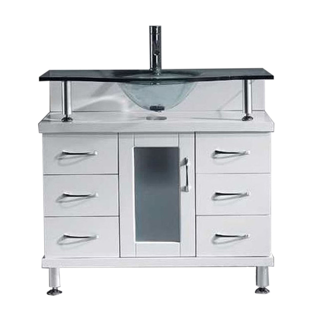 Virtu USA Vincente 36" Single Round Sink White Top Vanity in White Vanity Virtu USA 