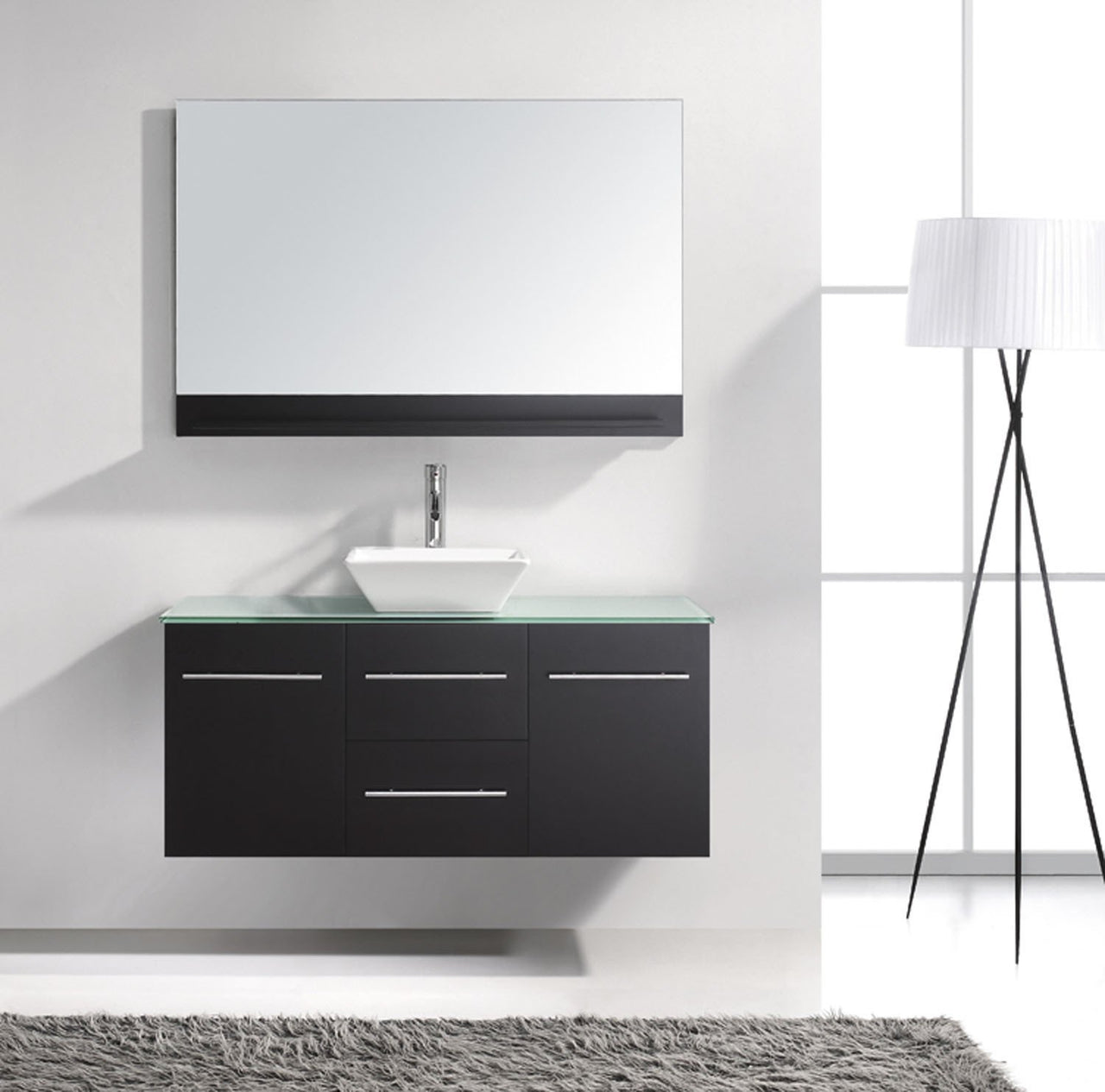 Virtu USA Marsala 48" Single Square Sink Espresso Top Vanity in Espresso with Brushed Nickel Faucet and Mirror Vanity Virtu USA 