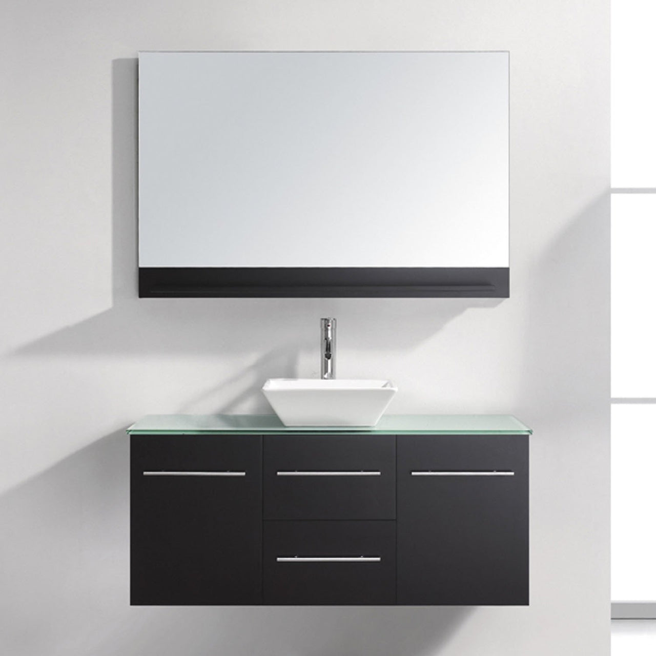 Virtu USA Marsala 48" Single Square Sink Espresso Top Vanity in Espresso with Brushed Nickel Faucet and Mirror Vanity Virtu USA 