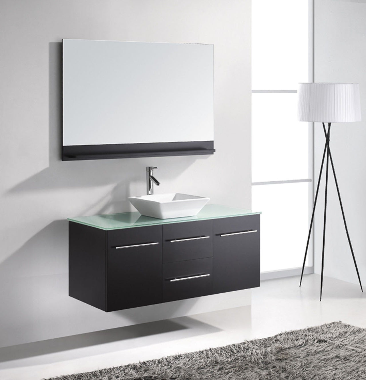 Virtu USA Marsala 48" Single Square Sink Espresso Top Vanity in Espresso with Brushed Nickel Faucet and Mirror Vanity Virtu USA 