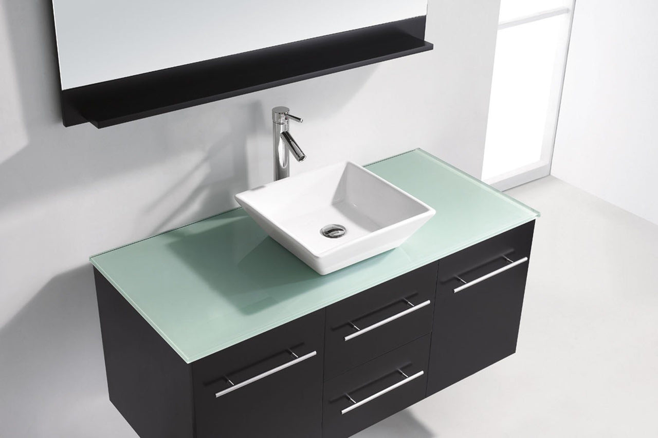 Virtu USA Marsala 48" Single Square Sink Espresso Top Vanity in Espresso with Brushed Nickel Faucet and Mirror Vanity Virtu USA 