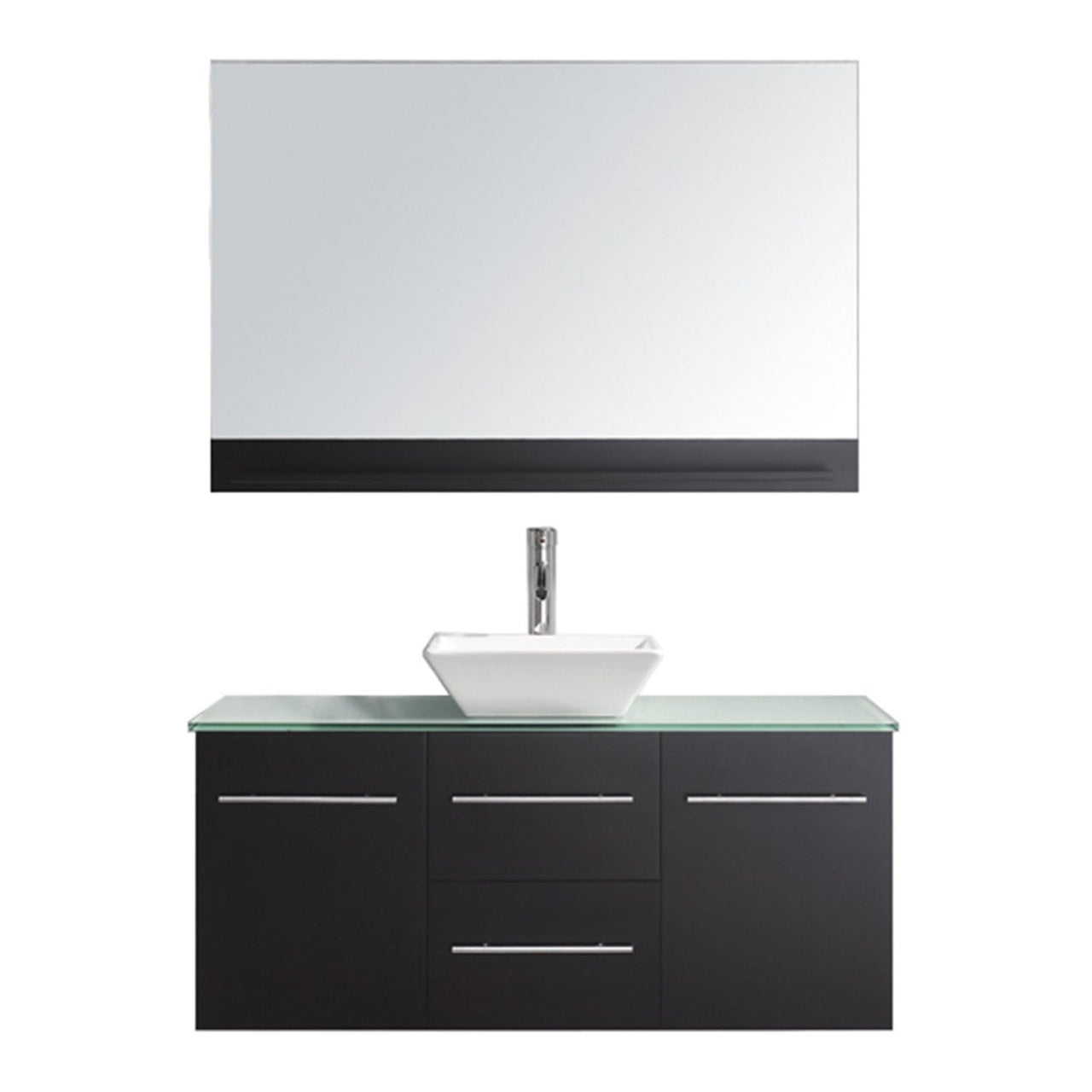 Virtu USA Marsala 48" Single Square Sink Espresso Top Vanity in Espresso with Brushed Nickel Faucet and Mirror Vanity Virtu USA 