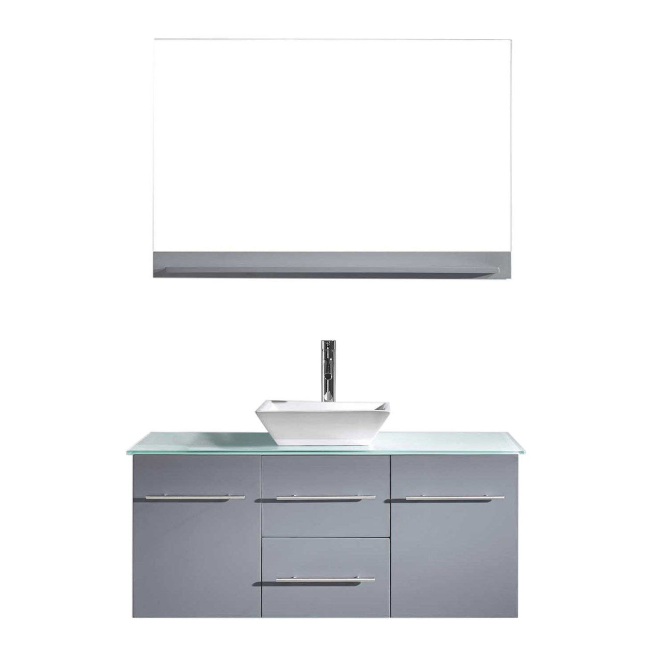 Virtu USA Marsala 48" Single Square Sink Grey Top Vanity in Grey with Polished Chrome Faucet and Mirror Vanity Virtu USA 