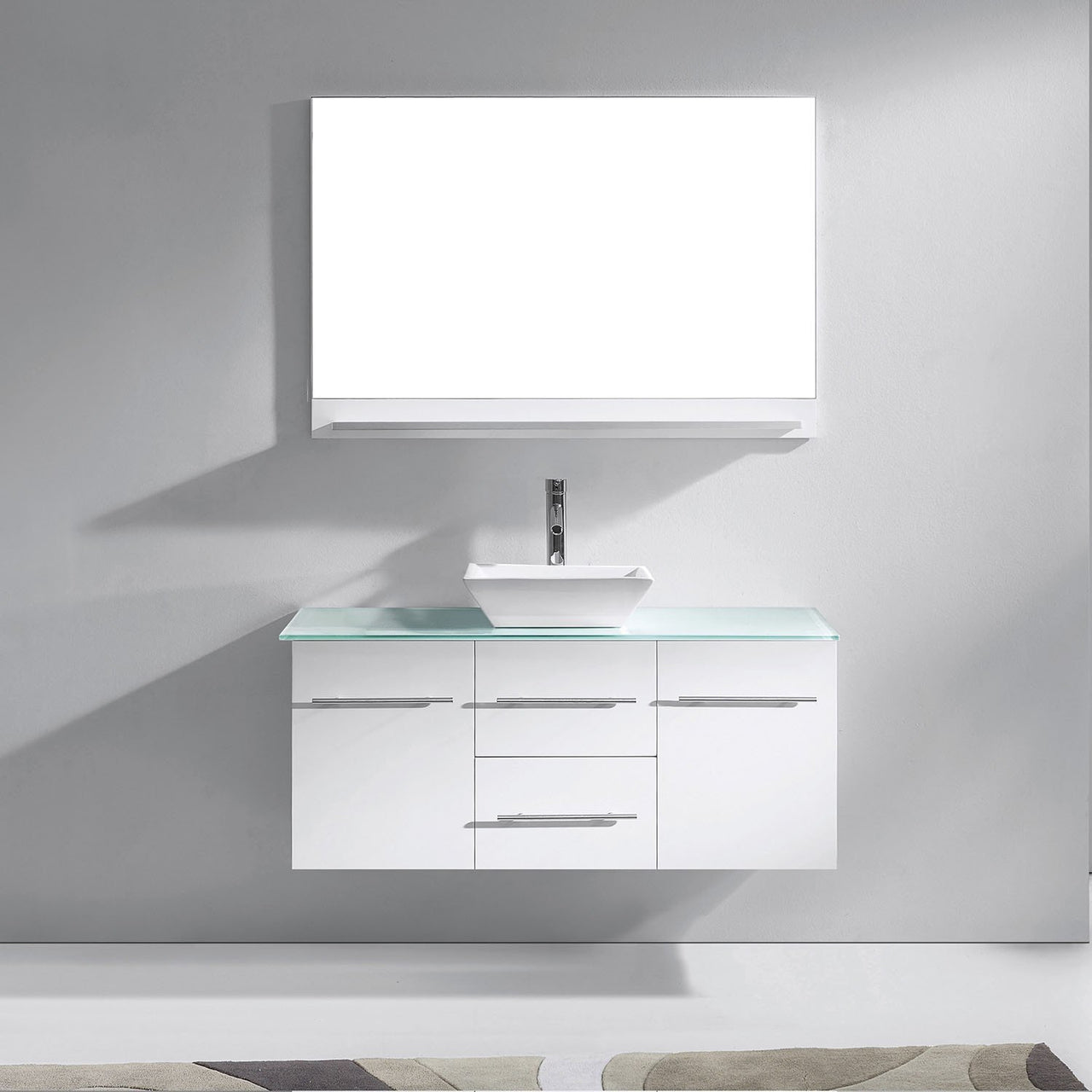 Virtu USA Marsala 48" Single Square Sink White Top Vanity with Polished Chrome Faucet and Mirror Vanity Virtu USA 