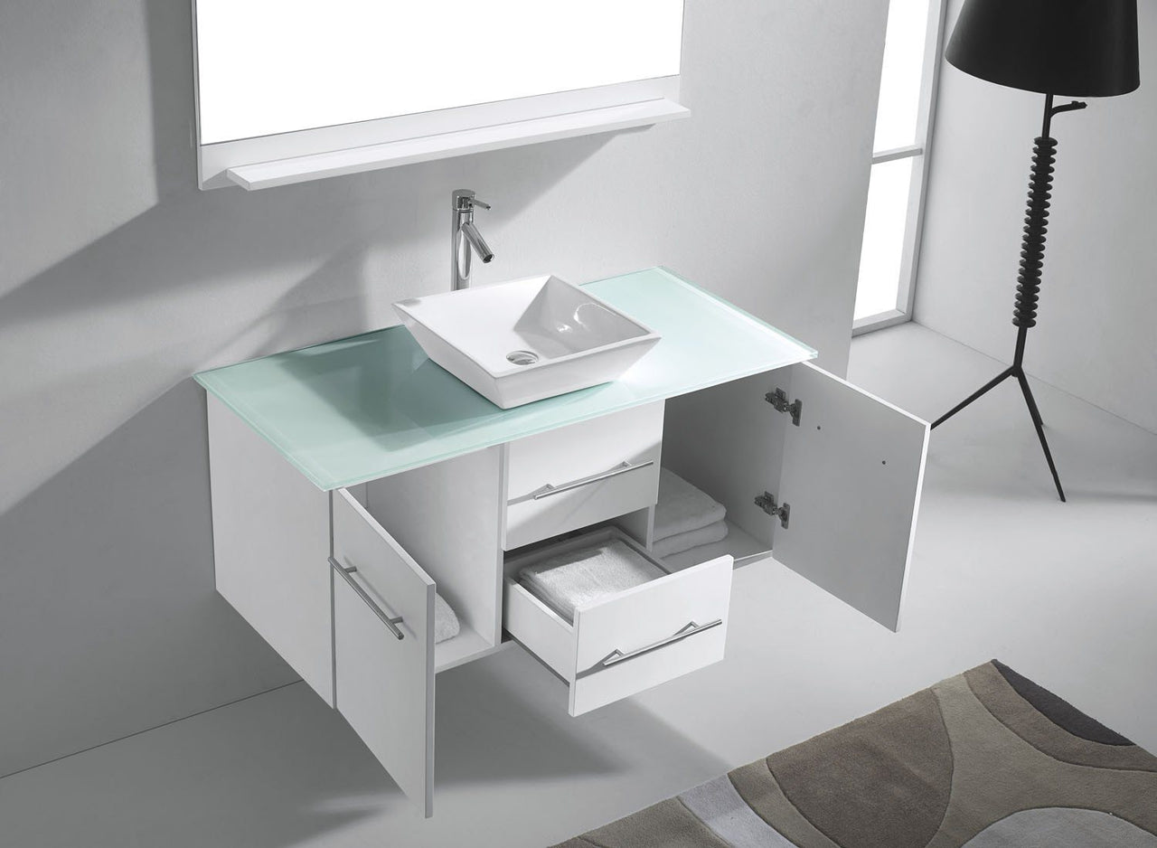 Virtu USA Marsala 48" Single Square Sink White Top Vanity with Polished Chrome Faucet and Mirror Vanity Virtu USA 