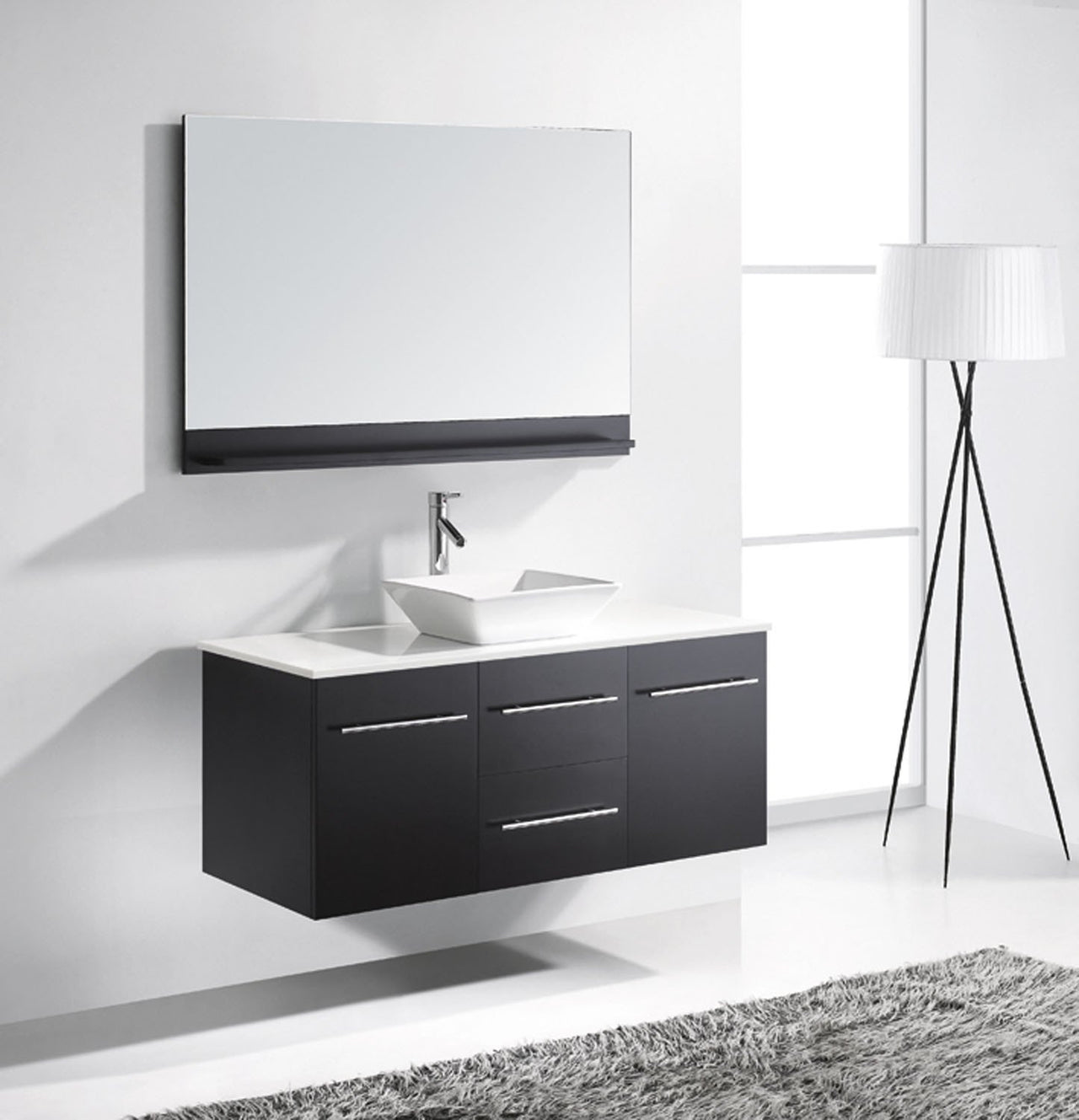 Virtu USA Marsala 48" Single Square Sink Espresso Top Vanity in Espresso with Brushed Nickel Faucet and Mirror Vanity Virtu USA 