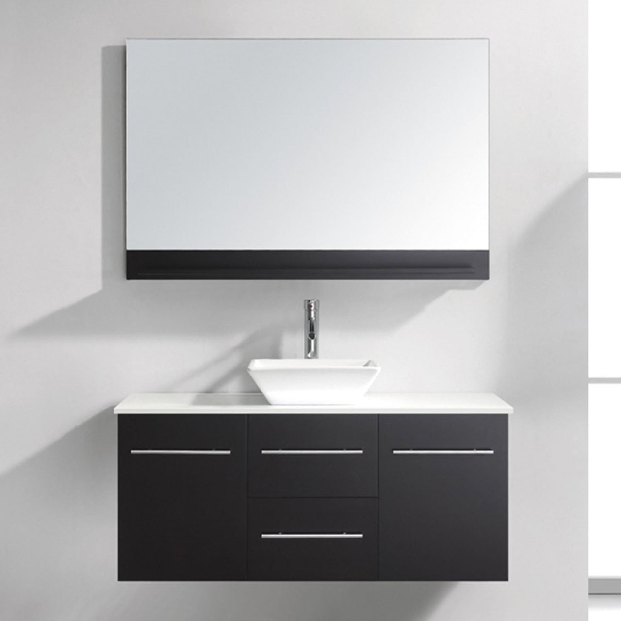 Virtu USA Marsala 48" Single Square Sink Espresso Top Vanity in Espresso with Brushed Nickel Faucet and Mirror Vanity Virtu USA 