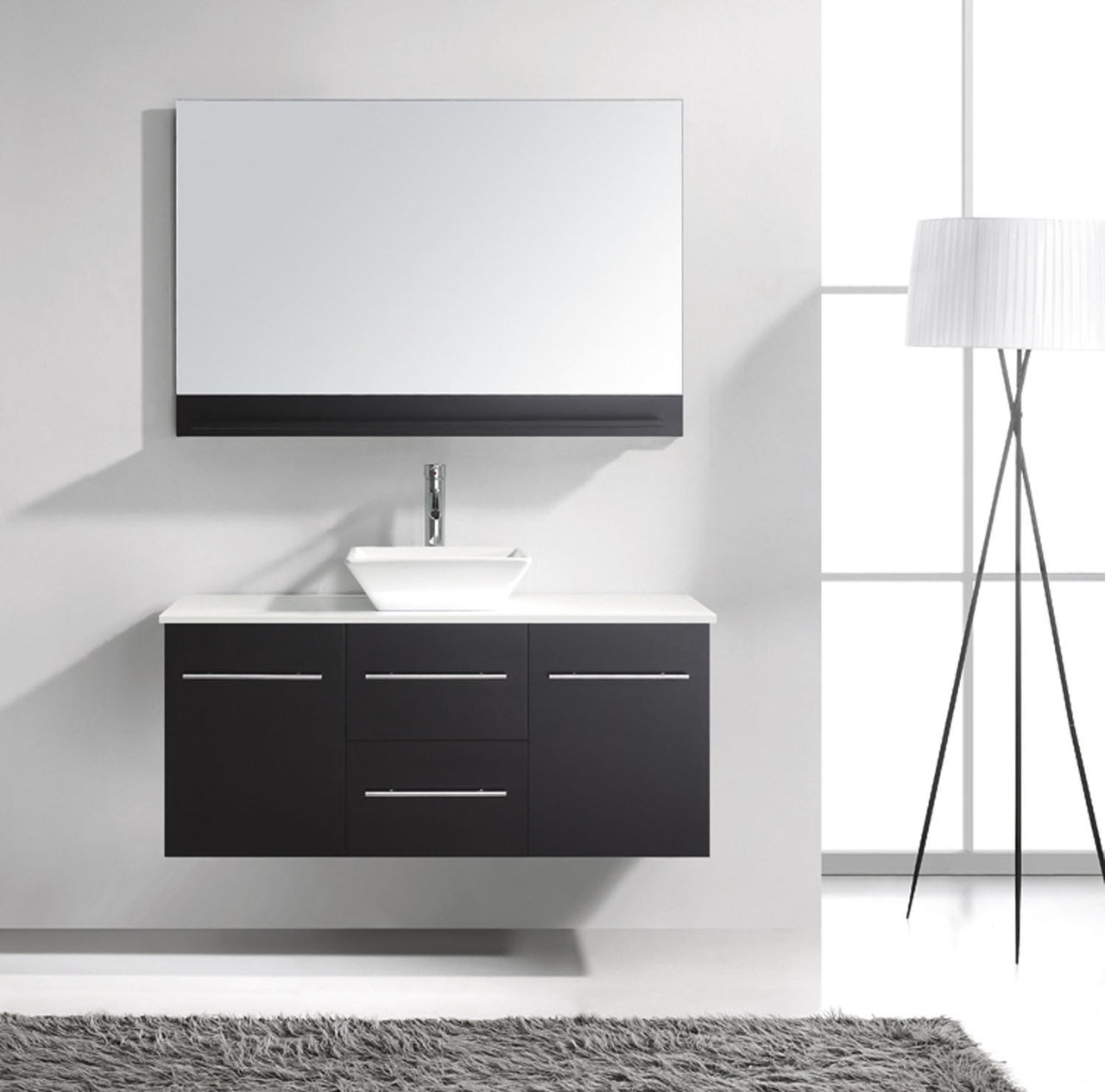 Virtu USA Marsala 48" Single Square Sink Espresso Top Vanity in Espresso with Brushed Nickel Faucet and Mirror Vanity Virtu USA 
