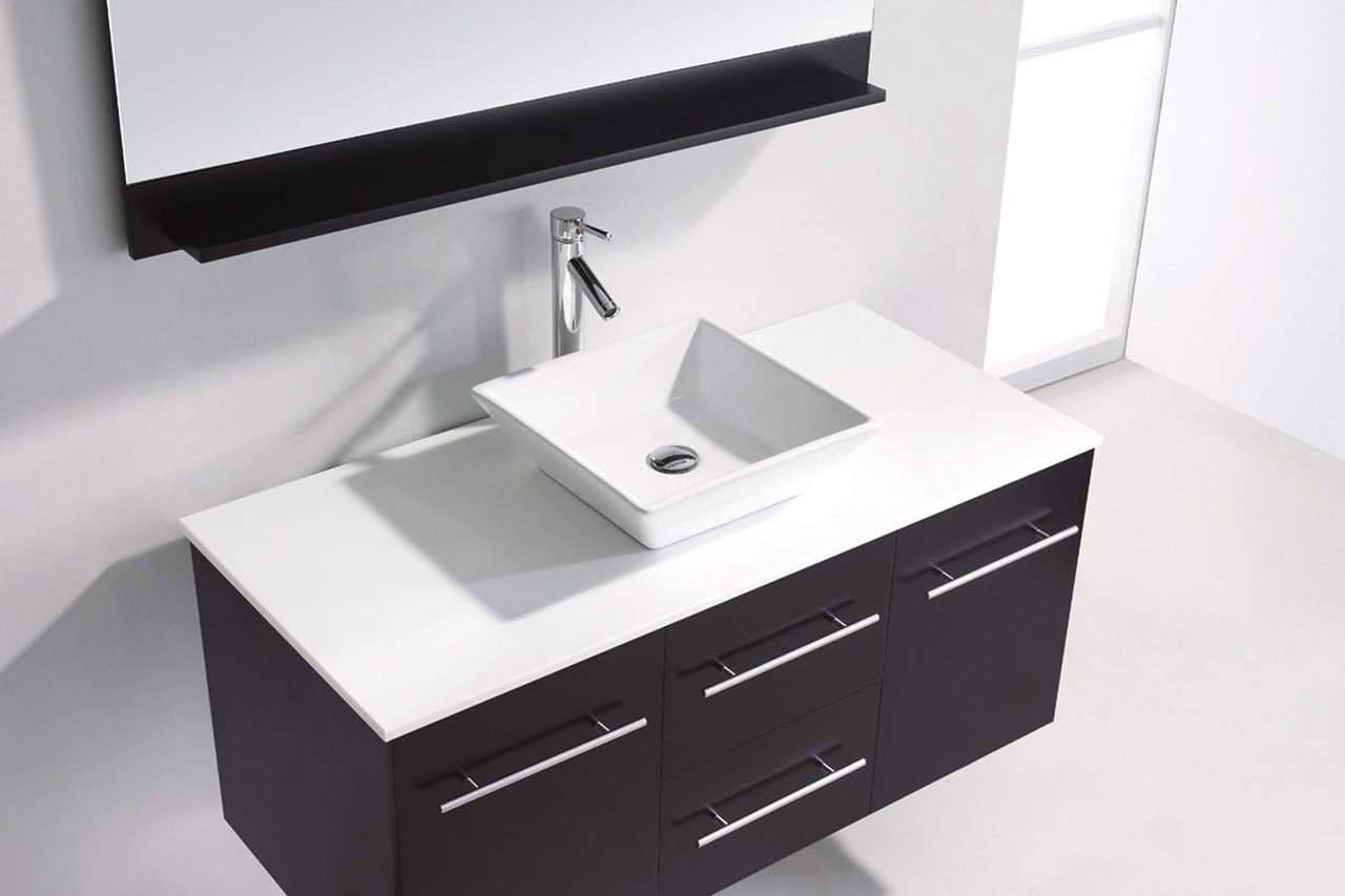 Virtu USA Marsala 48" Single Square Sink Espresso Top Vanity in Espresso with Brushed Nickel Faucet and Mirror Vanity Virtu USA 