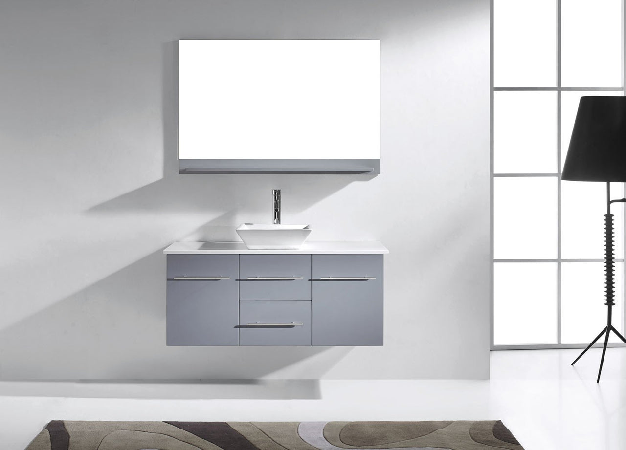 Virtu USA Marsala 48" Single Square Sink Grey Top Vanity with Brushed Nickel Faucet and Mirror Vanity Virtu USA 