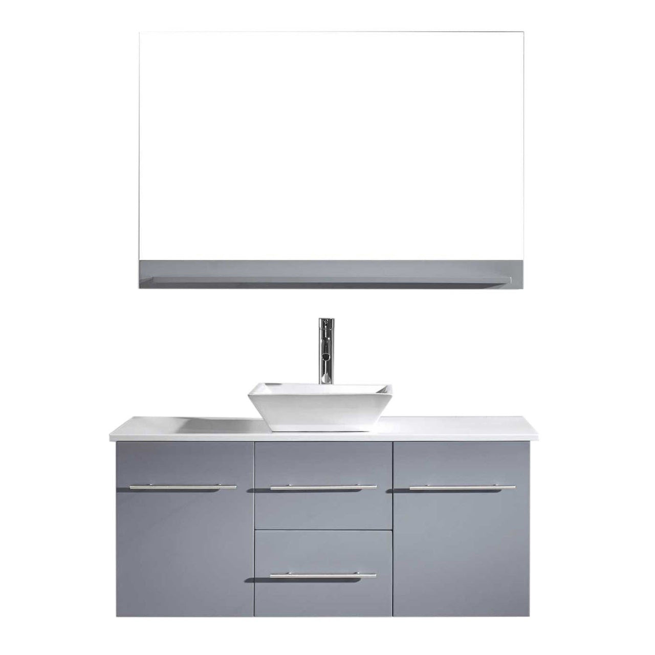 Virtu USA Marsala 48" Single Square Sink Grey Top Vanity with Brushed Nickel Faucet and Mirror Vanity Virtu USA 