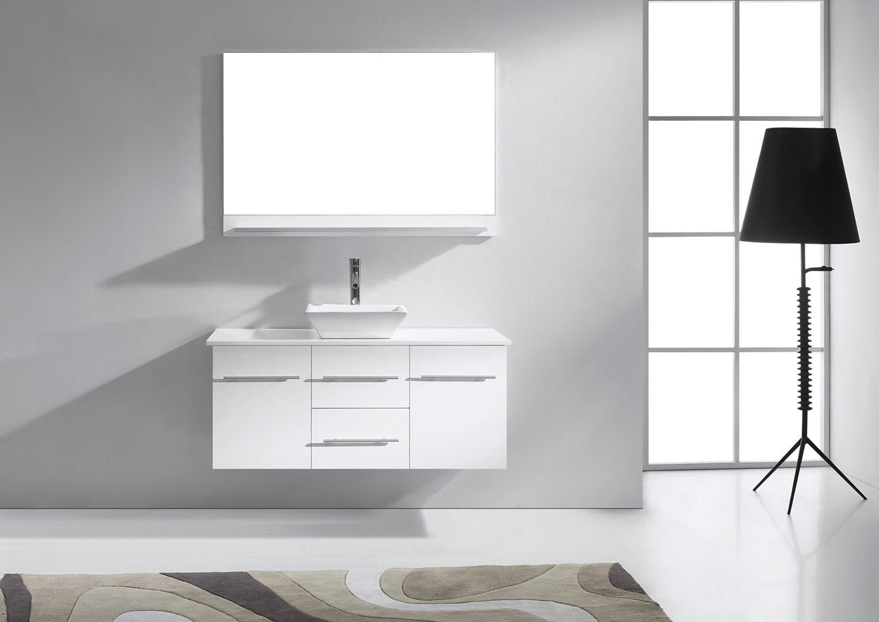 Virtu USA Marsala 48" Single Square Sink White Top Vanity with Brushed Nickel Faucet and Mirror Vanity Virtu USA 