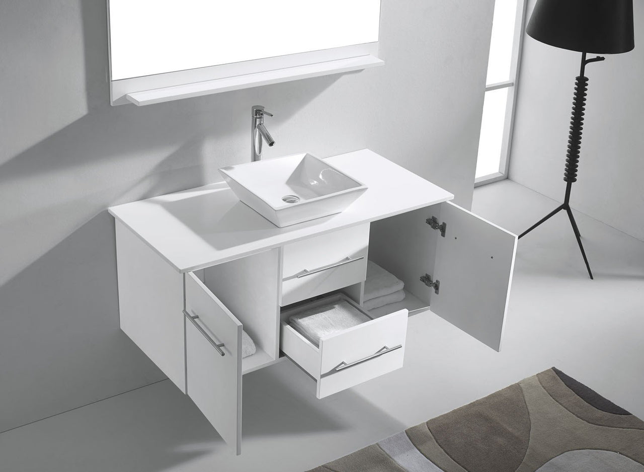 Virtu USA Marsala 48" Single Square Sink White Top Vanity with Brushed Nickel Faucet and Mirror Vanity Virtu USA 