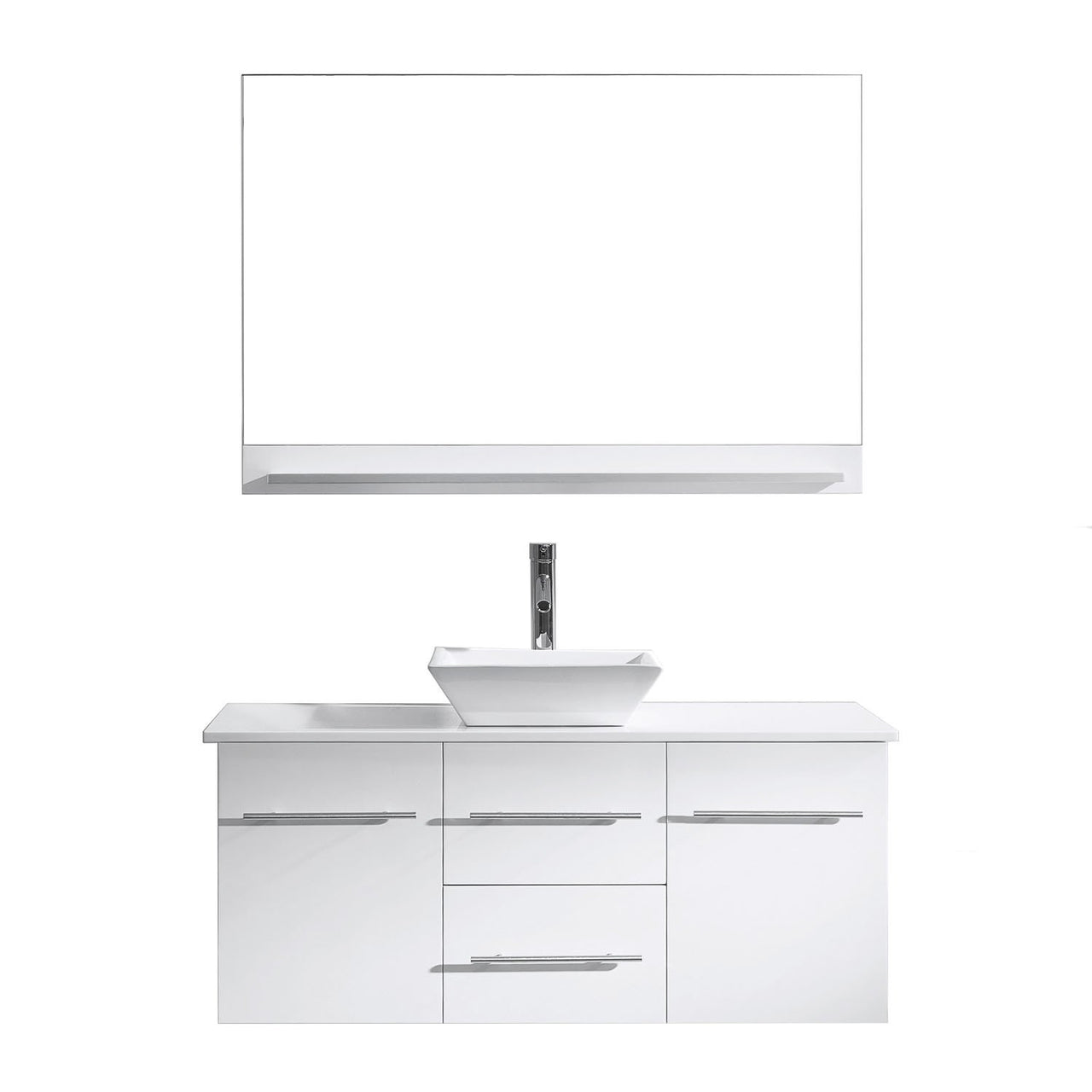 Virtu USA Marsala 48" Single Square Sink White Top Vanity with Brushed Nickel Faucet and Mirror Vanity Virtu USA 