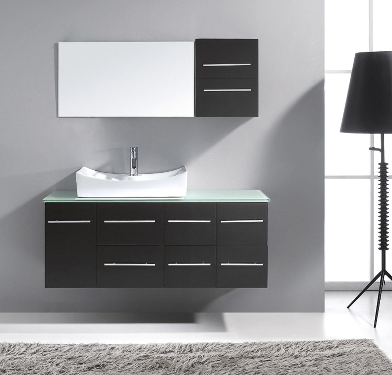 Virtu USA Ceanna 55" Single Square Sink Espresso Top Vanity with Brushed Nickel Faucet and Mirror Vanity Virtu USA 
