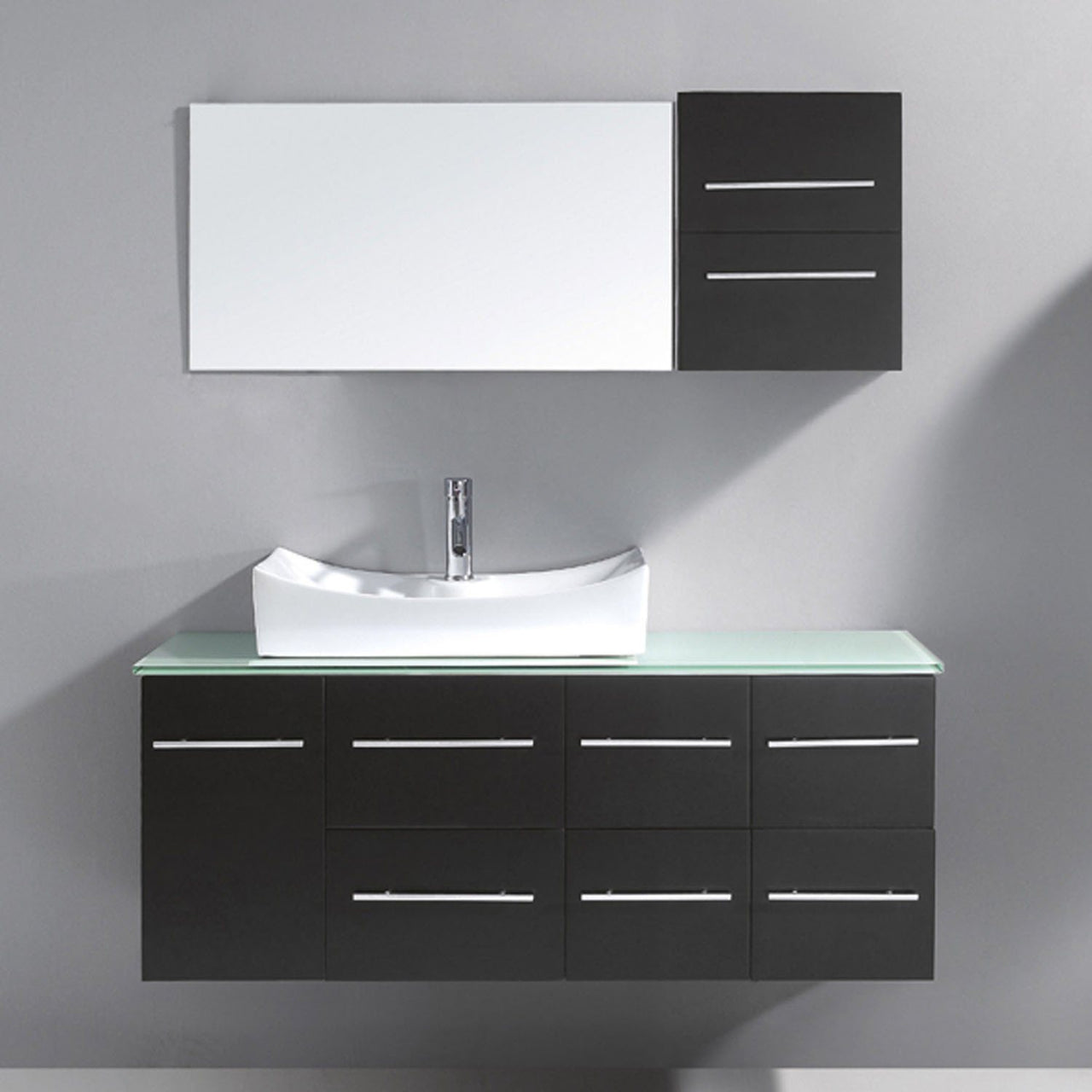 Virtu USA Ceanna 55" Single Square Sink Espresso Top Vanity with Polished Chrome Faucet and Mirror Vanity Virtu USA 