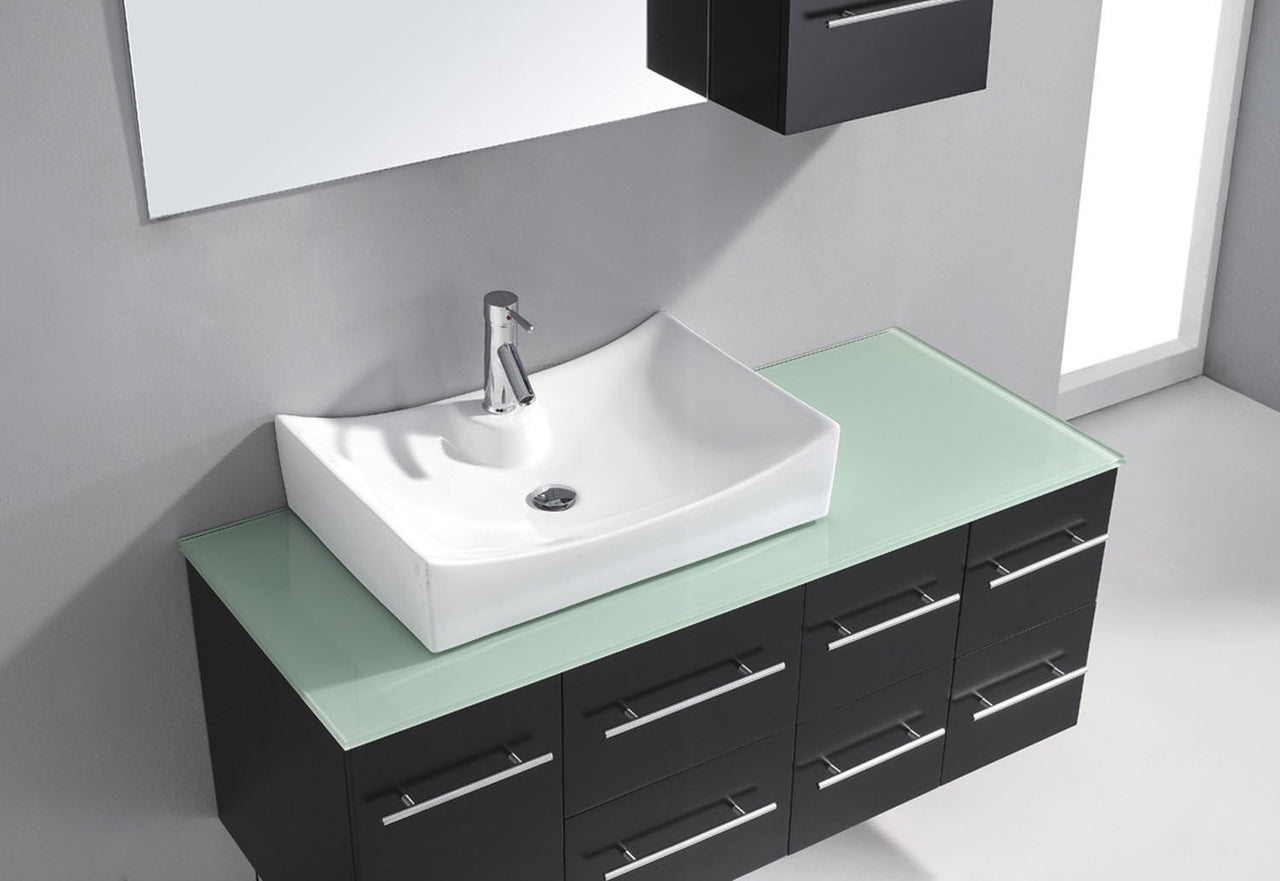 Virtu USA Ceanna 55" Single Square Sink Espresso Top Vanity with Polished Chrome Faucet and Mirror Vanity Virtu USA 