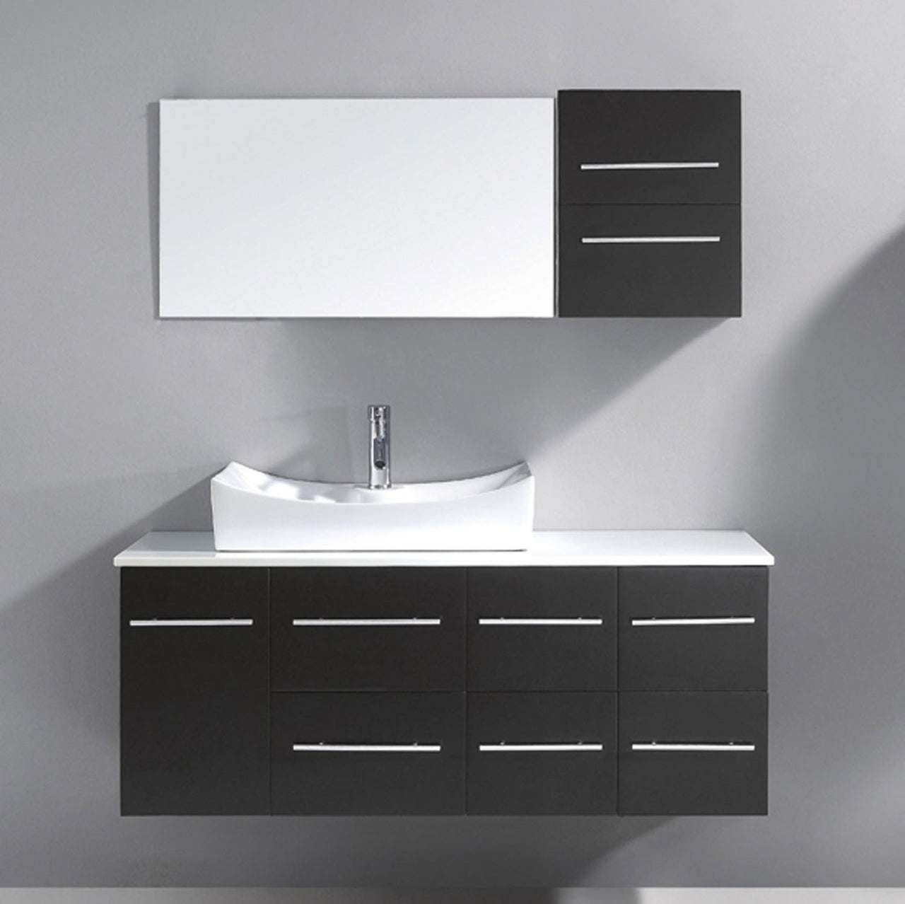 Virtu USA Ceanna 55" Single Square Sink Espresso Top Vanity in Espresso with Brushed Nickel Faucet and Mirror Vanity Virtu USA 