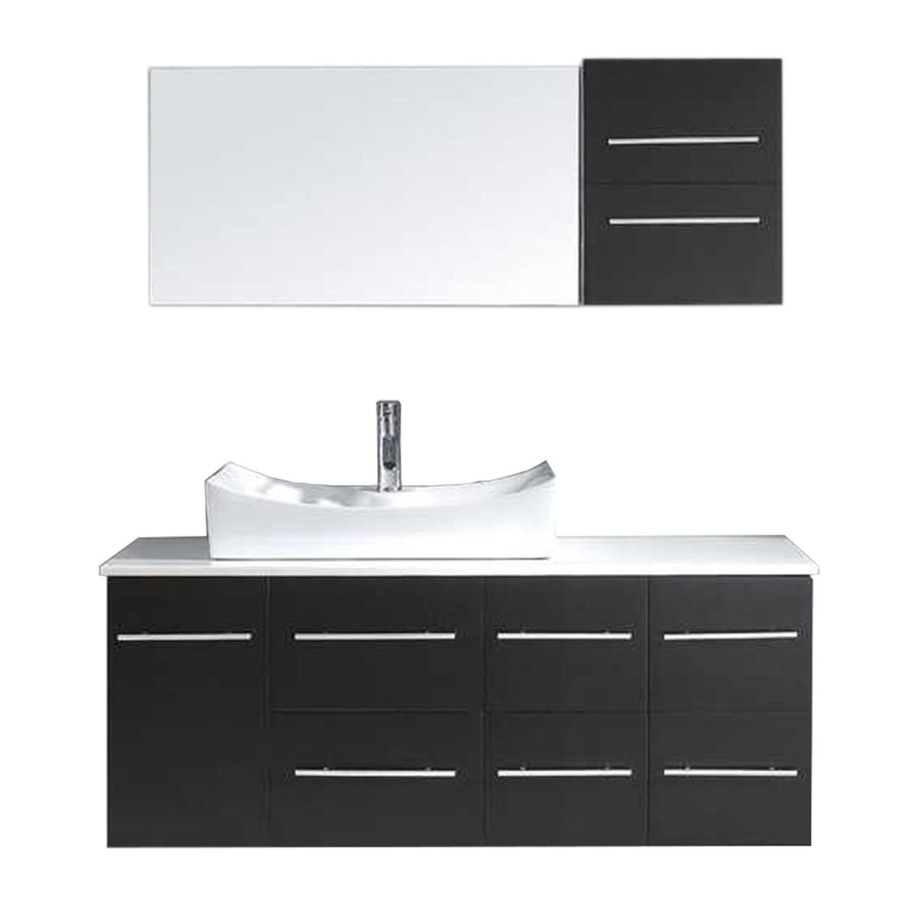 Virtu USA Ceanna 55" Single Square Sink Espresso Top Vanity in Espresso with Polished Chrome Faucet and Mirror Vanity Virtu USA 